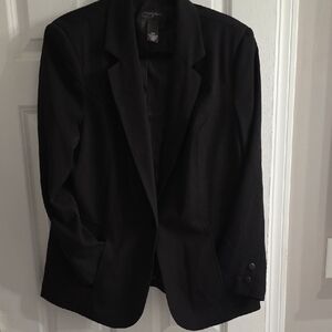 Investments Black Blazer with Subtle Pattern